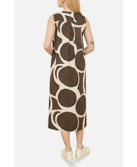 Yumi Women's Sleeveless V-Neck Trapeze Midi Dress