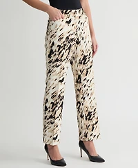 Kasper Women's Animal-Print Straight-Leg Pants