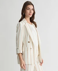 Kasper Women's Striped 3/4-Sleeve Double-Breasted Blazer, Regular & Petite