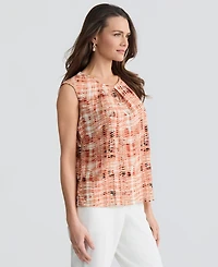 Kasper Women's Printed Keyhole-Neck Top