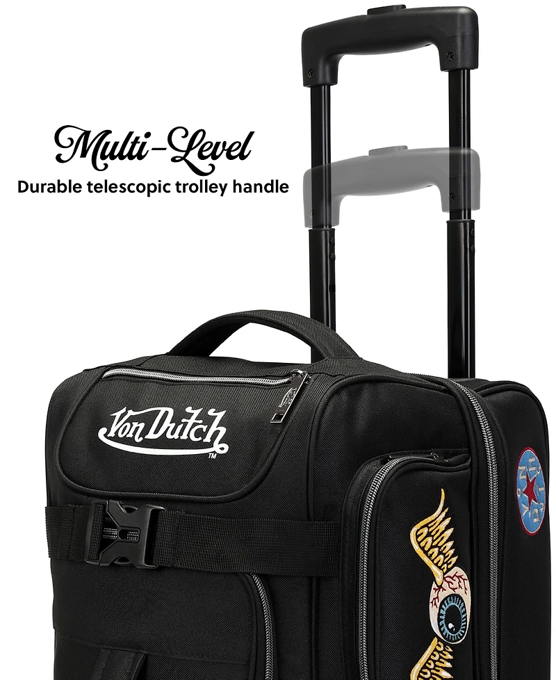 Von Dutch Signature Patch 28" Checked Rolling Duffel