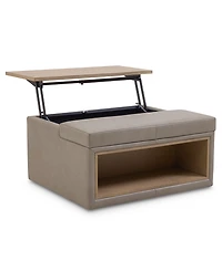 Maxyne 35" Leather Square Ottoman