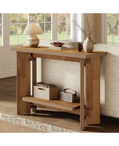 Tribesigns 41 Inches Rustic Sofa Console Table with Storage Shelf, 2-Tier