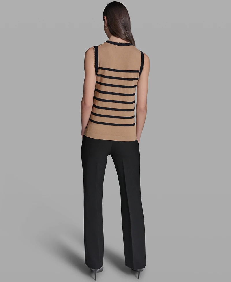 Karl Lagerfeld Paris Women's Sleeveless Stripe Sweater