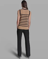 Karl Lagerfeld Paris Women's Sleeveless Stripe Sweater