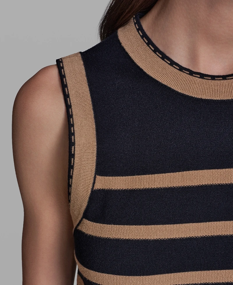 Karl Lagerfeld Paris Women's Sleeveless Stripe Sweater