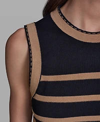 Karl Lagerfeld Paris Women's Sleeveless Stripe Sweater