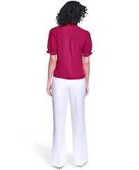 Karl Lagerfeld Paris Women's V-Neck Short-Sleeve Top