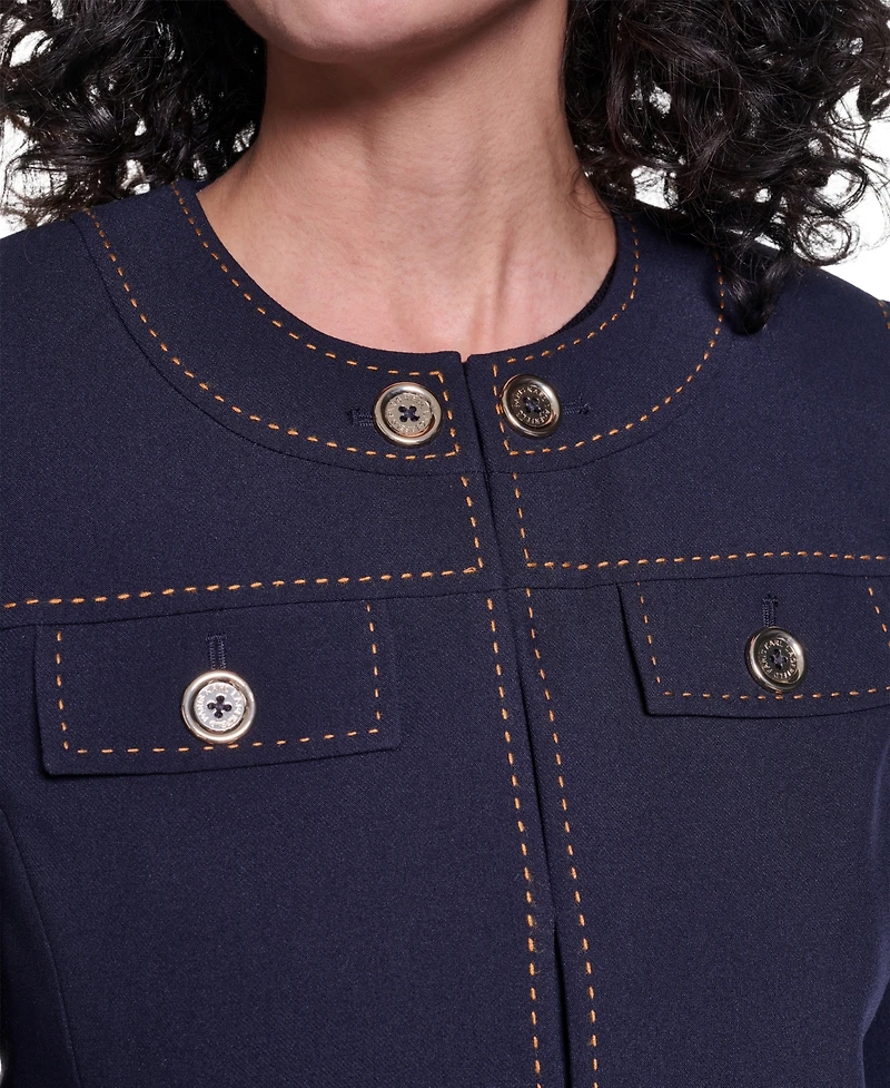Karl Lagerfeld Paris Women's Round Neck Cropped Jacket