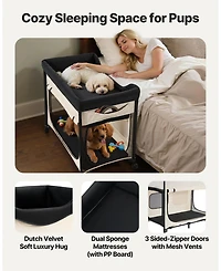 Gouun Elevated Foldable Pet Lounge Bed with Wheels and Carry Bag