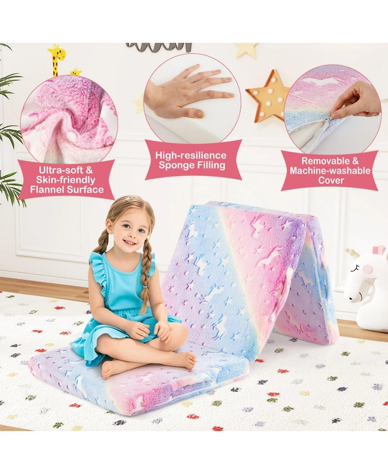 Gouun Tri-Fold Kids Sleeping Pad with Glow-in-the-Dark Cover
