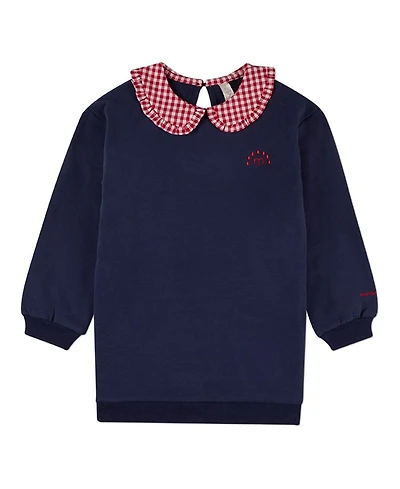 MeMoi Child Gingham Ruffled Collar Sweatshirt Dress