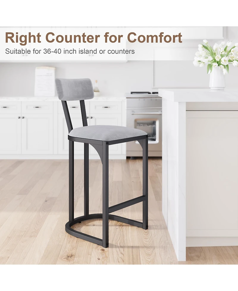 gaomon Set of 6 Counter Height Metal Bar Stools with Upholstered
