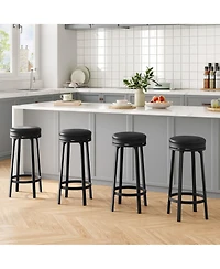 gaomon 30" Swivel Bar Stools Set of 4, Counter Height Backless Round Bar Stools with Footrest
