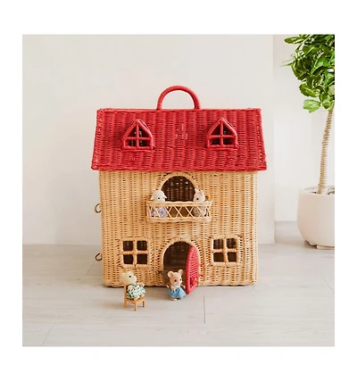 Momiji Amy Handcrafted Rattan Dollhouse Tote with Top Handle - Wicker