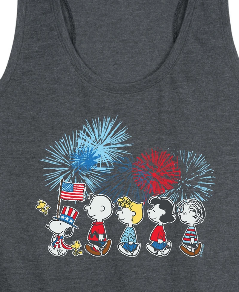 Hybrid Apparel Plus Size Peanuts Usa Parade Racerback Graphic Tank Top