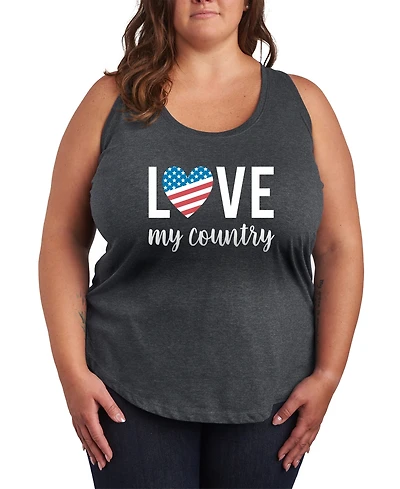 Hybrid Apparel Plus Size Instant Message Love My Country Racerback Graphic Tank Top