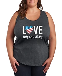Hybrid Apparel Plus Size Instant Message Love My Country Racerback Graphic Tank Top