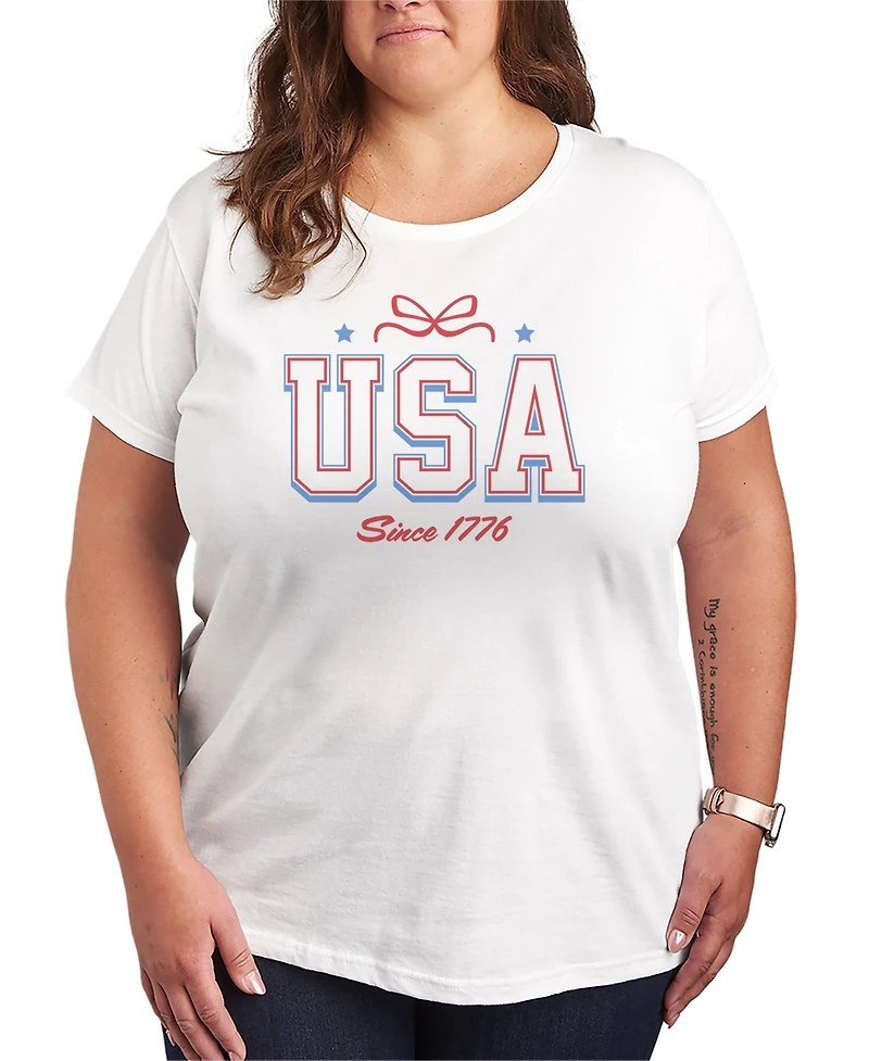 Hybrid Apparel Plus Instant Message Usa Bow Short-Sleeve Graphic T-Shirt