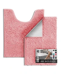 Hearth and Harbor Chenille Bath Rug 2-Piece Set - Small and Medium, Quick-Dry, Machine-Washable, Non-Slip