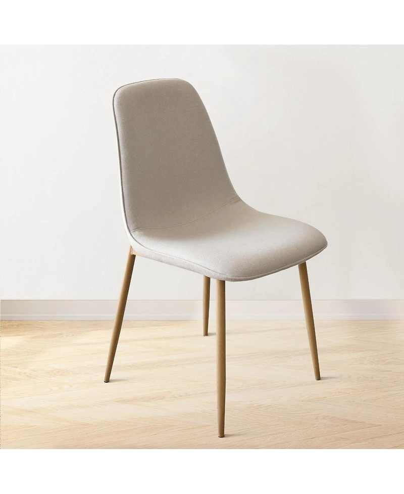 Maison Boucle 19.5" Seat Height Linen Dining Side Chairs Set of 2, Wood-Look Legs