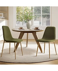 Maison Boucle 19.5" Seat Height Linen Dining Side Chairs Set of 2, Wood-Look Legs