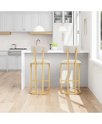 gaomon Set of Counter Height Metal Bar Stools with Upholstered Back