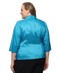 Alex Evenings Plus Collar Detail Back Zipper Blouse