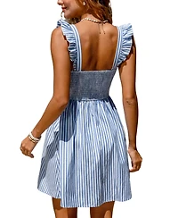 Cupshe Women's Sail Away Striped Smocked Mini Beach Dress