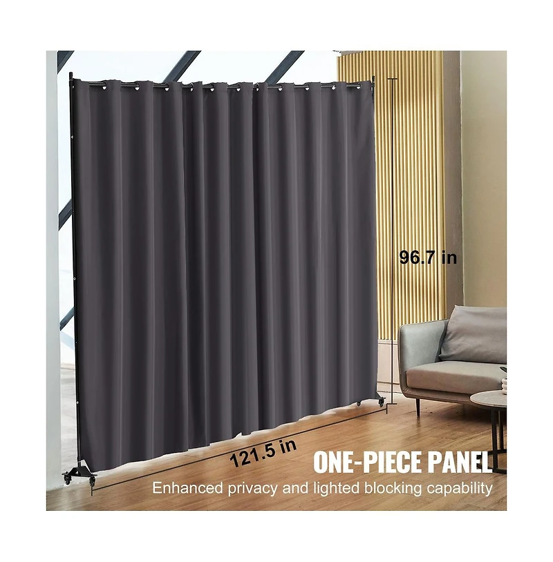 Sugift Portable Panel Room Divider with Wheels, Freestanding Curtain Privacy Screen for Office Bedroom Study