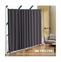 Sugift Portable Panel Room Divider with Wheels, Freestanding Curtain Privacy Screen for Office Bedroom Study