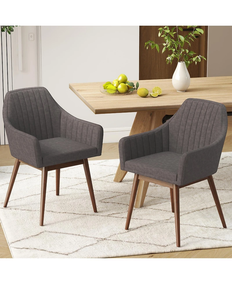 Gouun Upholstered Dining Arm Chairs Set of 2 with Padded Backrest