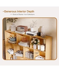 gaomon 10-Cube Wooden 3-Tier Bookcase with 5 Iron Legs, Freestanding Storage Organizer for Home Office