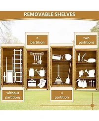 sumyeg Outdoor Storage Cabinet, Wood Garden Shed, Pool Storage Shed with Lockable Door, Waterproof Roof and 2 Removable Shelves