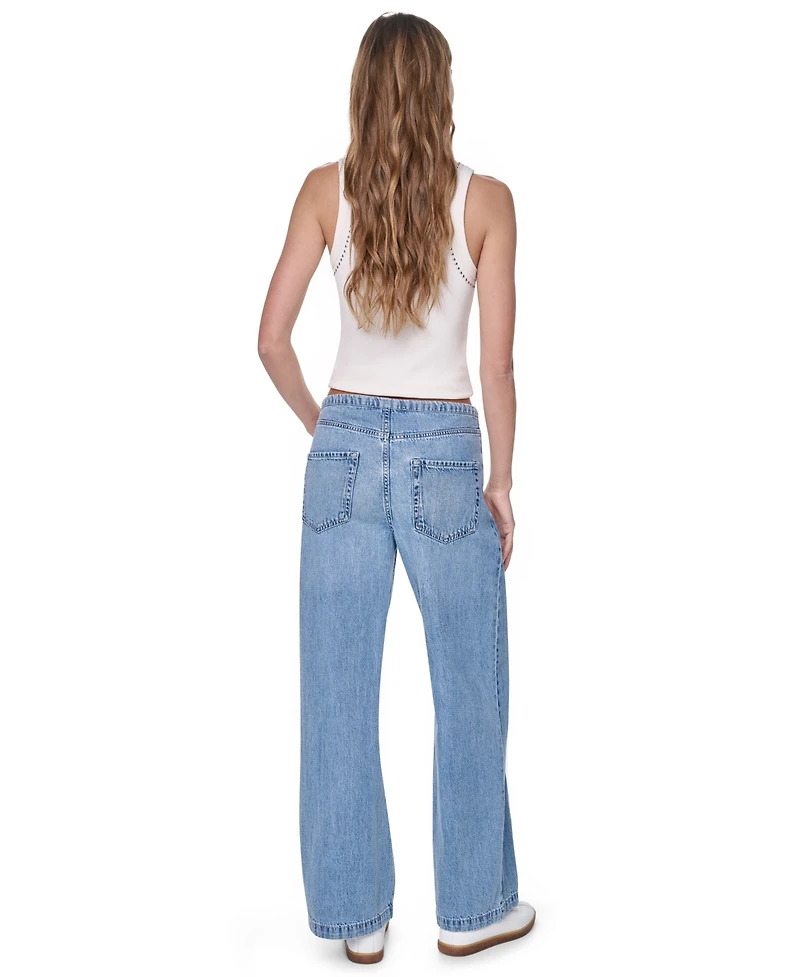 Dkny Jeans Petite Mid Rise Flowy Relaxed Fit Straight Pants