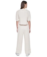 Dkny Jeans Petite Puff Short-Sleeve Tie Front V-Neck Shirt