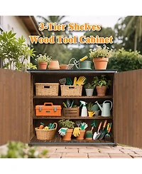 Sumyeg Outdoor Storage Cabinet 50.4"L X 26.8"W X 41"H, Garden Shed Tool Shed with Metal Frame