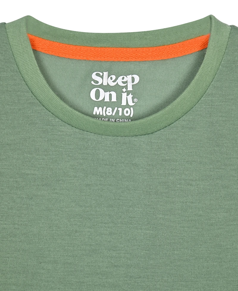 Sleep On It Boys' 6-14 Solid T-Shirt and Plaid Shorts, 2-Piece Set