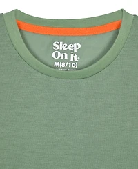 Sleep On It Boys' 6-14 Solid T-Shirt and Plaid Shorts, 2-Piece Set