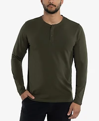 X-Ray Men's Soft Stretch Henley Neck Long Sleeve T-shirt