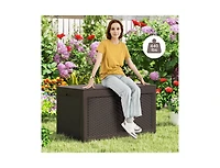 sumyeg 100 Gallon Resin Deck Box Outdoor Waterproof Storage Bench
