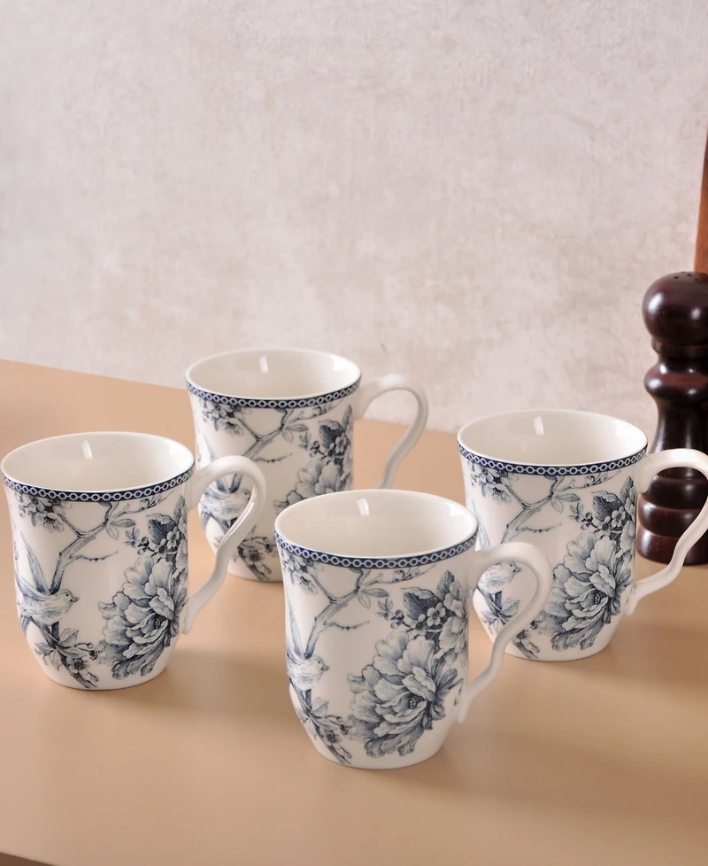 222 Fifth Adelaide Blue Coffee Mugs, Set of 4