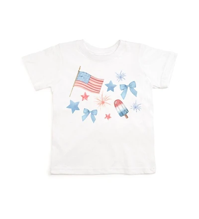 Sweet Wink Big Girls Patriotic Watercolor Short Sleeve T-Shirt