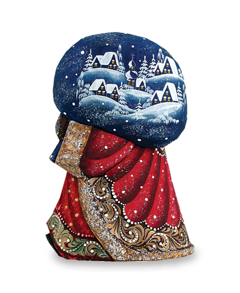 G.DeBrekht Woodcarved and Hand Painted Santa Yuletide Village Visitor with Bag Figurine