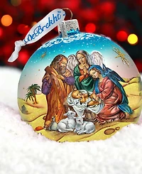 G.DeBrekht Limited Edition Nativity Ball In Blue Glass Ornament