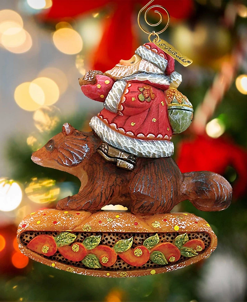 G.DeBrekht Santa on Raccoon Ornament
