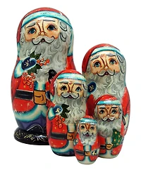 G.DeBrekht 5-Piece Birdy Santa Russian Matryoshka Nested Doll Set
