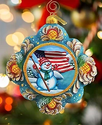 G.DeBrekht Hand Painted Scenic Ornament Patriotic Snowman