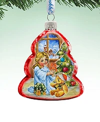 G.DeBrekht Nativity Santa Angel Glass Ornament