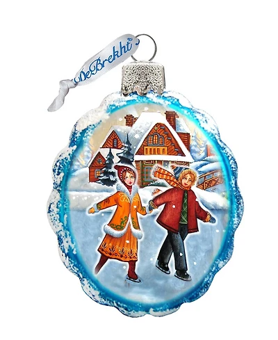 G.DeBrekht Fun Skiing Glass Ornament